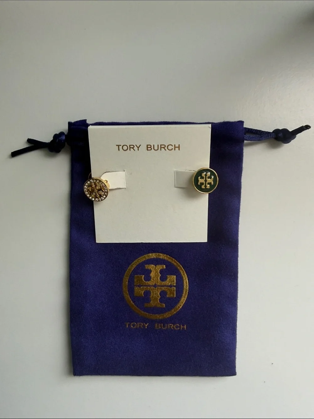 Tory Burch Reversible Green Enamel and Crystal GoldTone Icon Circle Earrings